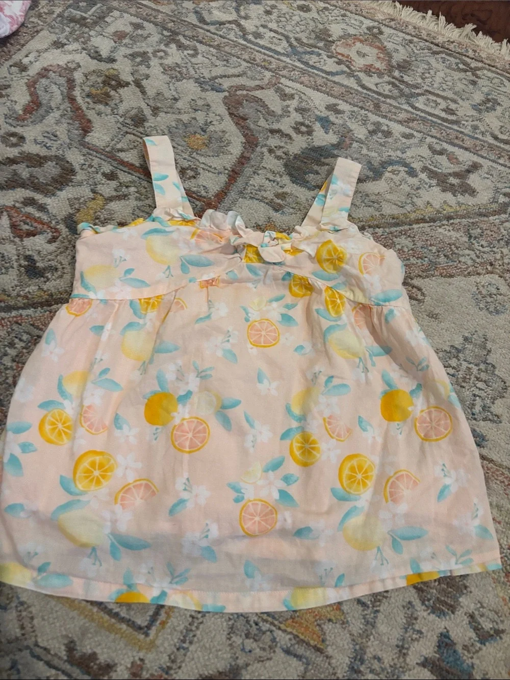 Janie and Jack Pink Lemon-Print Tank Dress & Shorts Set